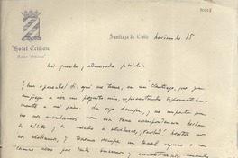 [Carta] [1935?] nov. 15, [Santiago], [Chile] [a] Gabriela [Mistral]