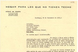 [Carta] 1953 dic. 20, Santiago [a] Gabriela Mistral, Long Island