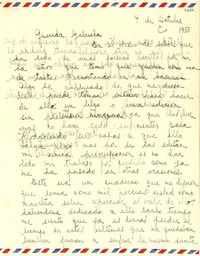 [Carta] [1953] oct. 4, Santiago, Chile [a] Gabriela [Mistral]