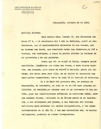 [Carta] 1953 oct. 28, Concepción, Chile [a] Gabriela Mistral
