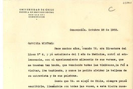 [Carta] 1953 oct. 28, Concepción, Chile [a] Gabriela Mistral