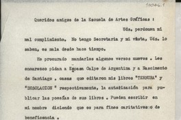 [Carta] 1950 ene., Veracruz, [México] [a] la Escuela de Artes Gráficas