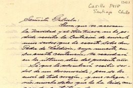 [Carta] [1953] Santiago, Chile [a] Gabriela Mistral