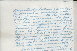 [Carta] [a] Respetado señor y amigo