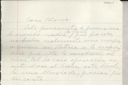 [Carta] [1954 ó 1957], Roslyn Harbor, New York, [EE.UU.] [a] Alone, Santiago, Chile