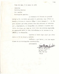 [Carta] 1954 mar. 3, Viña del Mar [a] Gabriela Mistral, Los Ángeles