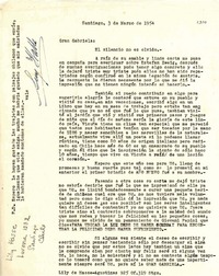 [Carta] 1954 mar. 3, Santiago [a] Gabriela Mistral