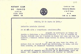 [Carta] 1954 mar. 19, Curicó, Chile [a] Gabriela Mistral