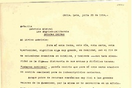 [Carta] 1954 jul. 20, Lota, Chile [a] Gabriela Mistral, Los Angeles, California, Estados Unidos
