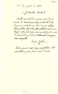 [Carta] 1954 ago. 31, [Limache] [a] Gabriela Mistral