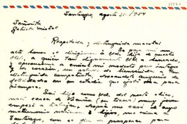 [Carta] 1954 ago. 31, Santiago [a] Gabriela Mistral