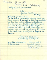 [Carta] 1954 ago. 31, Collipulli [a] Gabriela Mistral, Santiago