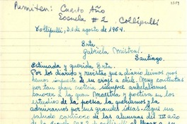 [Carta] 1954 ago. 31, Collipulli [a] Gabriela Mistral, Santiago
