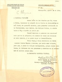 [Carta] 1954 ago. 14, Concepción, Chile [a] Gabriela Mistral