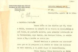[Carta] 1954 ago. 14, Concepción, Chile [a] Gabriela Mistral