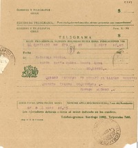 [Telegrama] 1954 sept. 4, Santiago, [Chile] [a] Gabriela Mistral, [a bordo del] Vapor Santa María, Coquimbo, [Chile]