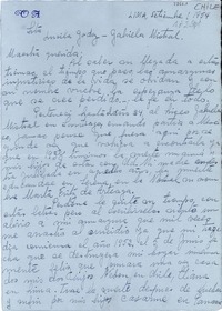 [Carta] 1954 sept. 1, Lima [a] Gabriela Mistral