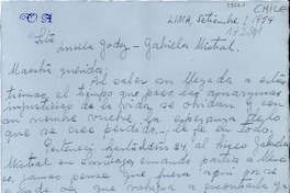 [Carta] 1954 sept. 1, Lima [a] Gabriela Mistral