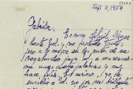 [Carta] 1954 sept. 11, Santiago [a] Gabriela Mistral