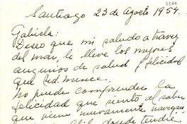 [Carta] 1954 ago. 23, Santiago, Chile [a] Gabriela Mistral