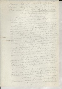 [Carta] [a la] Señorita Laire Lira, Antofagasta, [Chile]