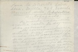 [Carta] [a la] Señorita Laire Lira, Antofagasta, [Chile]