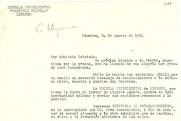 [Carta] 1954 ago. 24, Limache, [Chile] [a] Gabriela Mistral