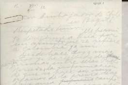 [Carta] [al] Embajador de Chile, Bogotá, [Colombia]