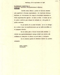 [Carta] 1954 sept. 8, Santiago, [Chile] [a] Guillermo Gandarillas M., Santiago, [Chile]