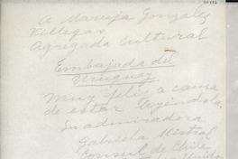 [Carta] [a] Maruja González Villegas