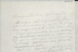 [Carta] Roslyn Harbor, Nueva York, [EE.UU.] [a la] Respetada Señorita