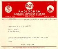 [Telegrama] 1954 ago. 27, Washington D.C., [a] Gabriela Mistral, en el "Santa María"