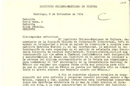 [Carta] 1954 sept. 8, Santiago, [Chile a] Doris Dana yo Gilda Péndola