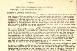 [Carta] 1954 sept. 5, Santiago, [Chile a Gabriela Mistral]