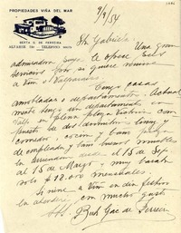 [Carta] 1954 sept. 9, Viña del Mar [a] Gabriela Mistral