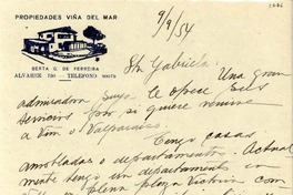 [Carta] 1954 sept. 9, Viña del Mar [a] Gabriela Mistral
