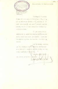 [Carta] 1954 sept. 9, Valparaíso [a] Gabriela Mistral, Santiago