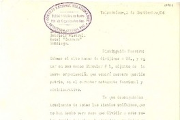 [Carta] 1954 sept. 9, Valparaíso [a] Gabriela Mistral, Santiago