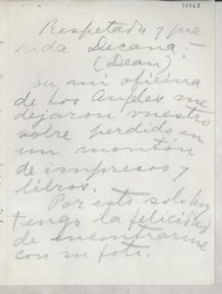[Carta] Los Angeles, [EE.UU.] [a la] Decana