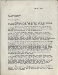 [Carta] 1950 May 27, Jalapa, Veracruz, México [a] Stephen Spender, Londres, Inglaterra