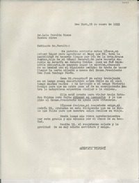 [Carta] 1955 ene. 22, New York, [EE.UU.] [a] Luis Peralta Ramos, Buenos Aires