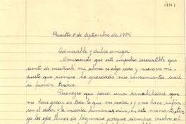 [Carta] 1954 sep. 8, Viña del Mar, [Chile a] Gabriela Mistral