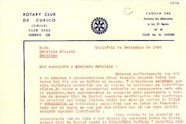[Carta] 1952 mar. 9, Curicó, [Chile] [a] Gabriela Mistral, Santiago