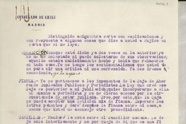 [Carta] [Madrid], [España] [al] Distinguido amigo