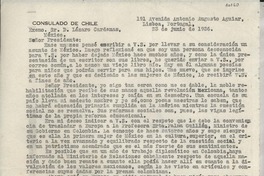 [Carta] 1936 jun. 23, Lisboa, Portugal [al] Presidente de México Lázaro Cárdenas, México
