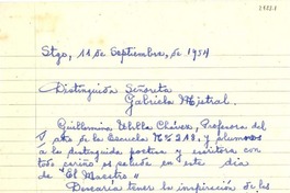 [Carta] 1954 sept. 11, Santiago [a] Gabriela Mistral