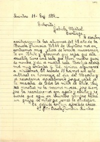 [Carta] 1954 sept. 11, Quintero [a] Gabriela Mistral, Santiago
