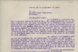 [Carta] 1934 sept. 19, Madrid, [España] [a] Antonio Royo Villanova