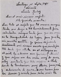 [Carta] 1954 sept. 11, Santiago [a] Lucila Godoy