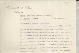 [Carta] 1934 mar. 28, Madrid, [España] [a] Arturo Alessandri, Santiago, Chile